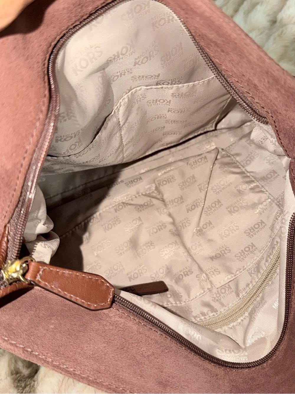 Michael Kors Hudson Hobo  Brown Suede Shoulder Bag
